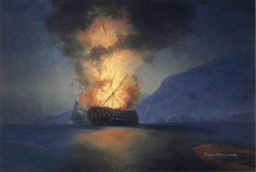 爆発する船 1900 ロマンチックなイワン・アイヴァゾフスキー ロシア Oil Paintings